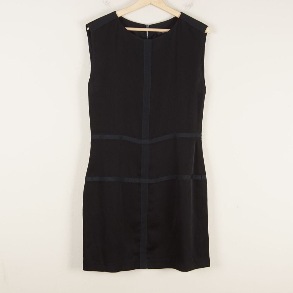 Rag & Bone Tradesy Black Sleeveless Grid Striped Shift Dress Womens Sz 10